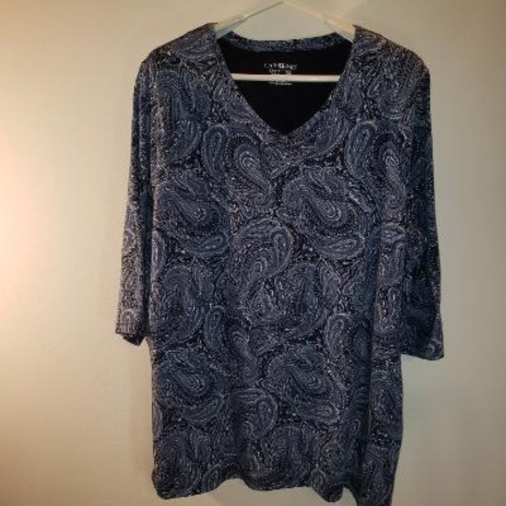Catherine's Blue Paisley Knit Tunic 1X